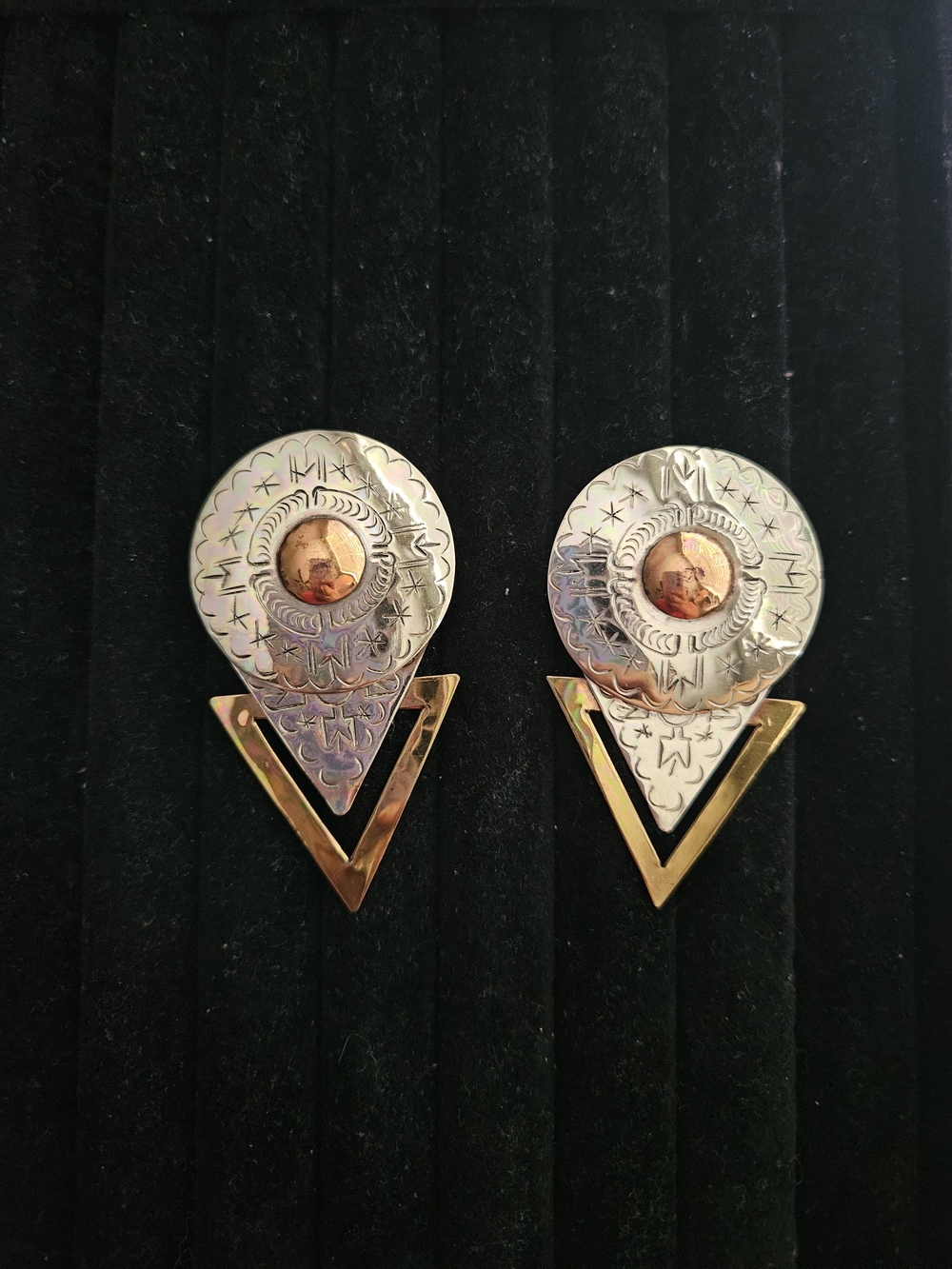 Handcrafted Silver & Gold Two-Tone Geometric Drop Earrings